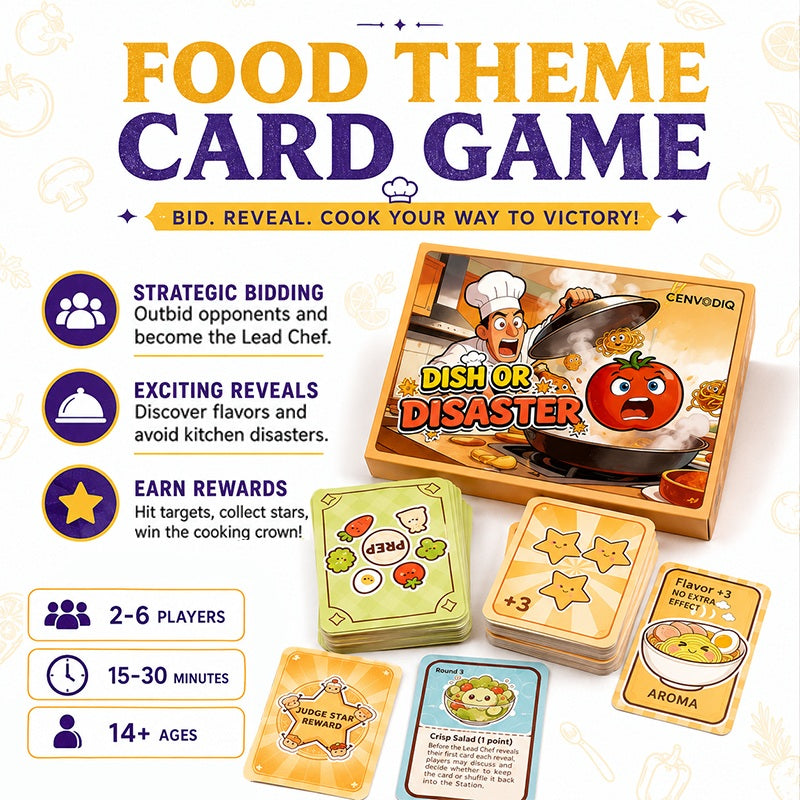 6 Player Bluffing Strategy Food Theme Card Game, Interactive Bidding Battle & Hidden Card Play Party Game, Top Selling Fun Game Night Card Game for Card Game Enthusiasts