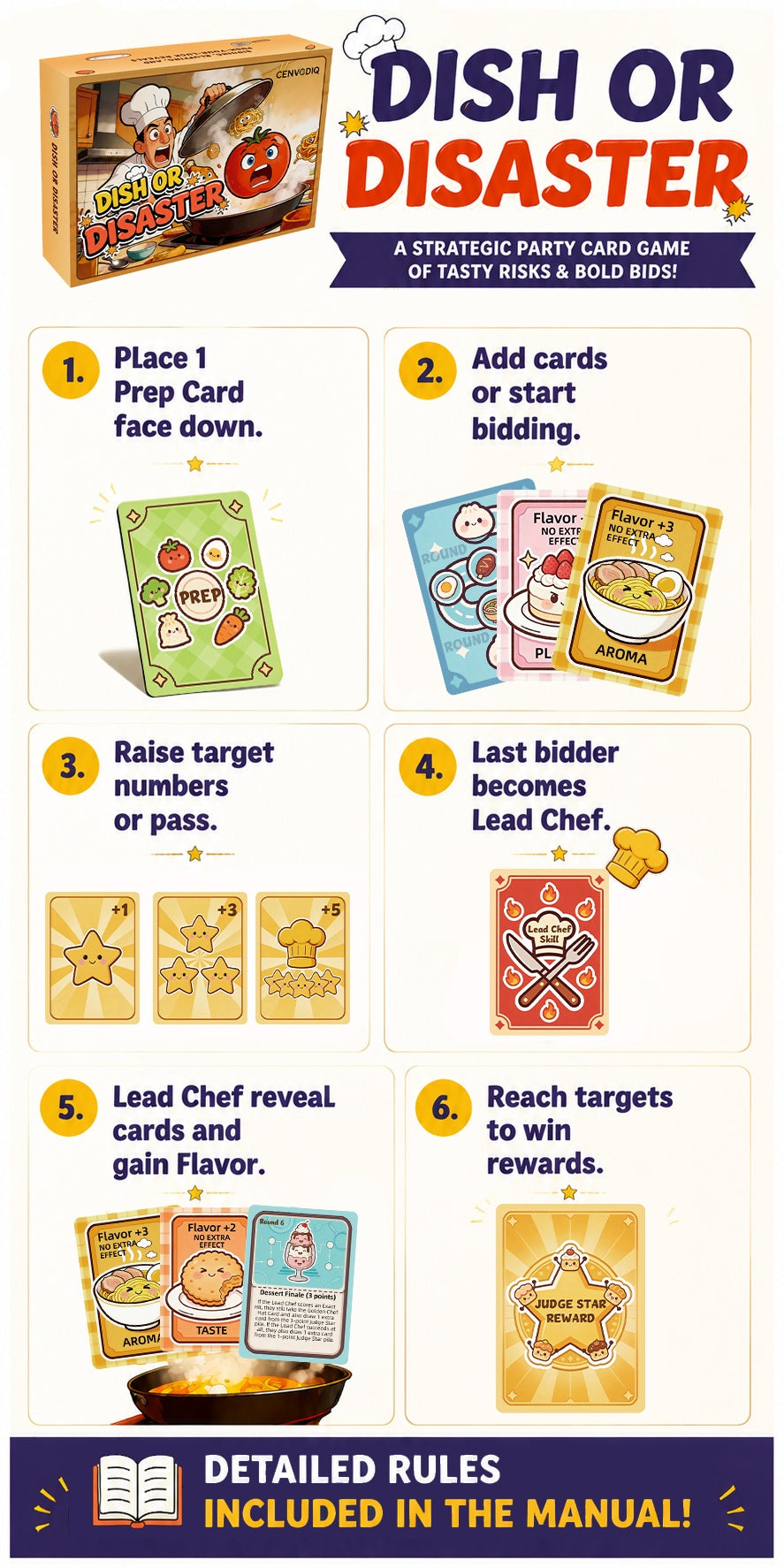 6 Player Bluffing Strategy Food Theme Card Game, Interactive Bidding Battle & Hidden Card Play Party Game, Top Selling Fun Game Night Card Game for Card Game Enthusiasts
